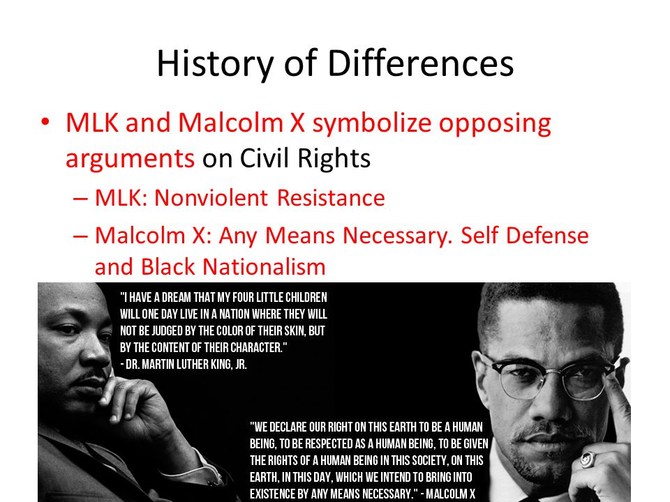 A comparison of martin luther king jr and malcolm x two civil rights activists